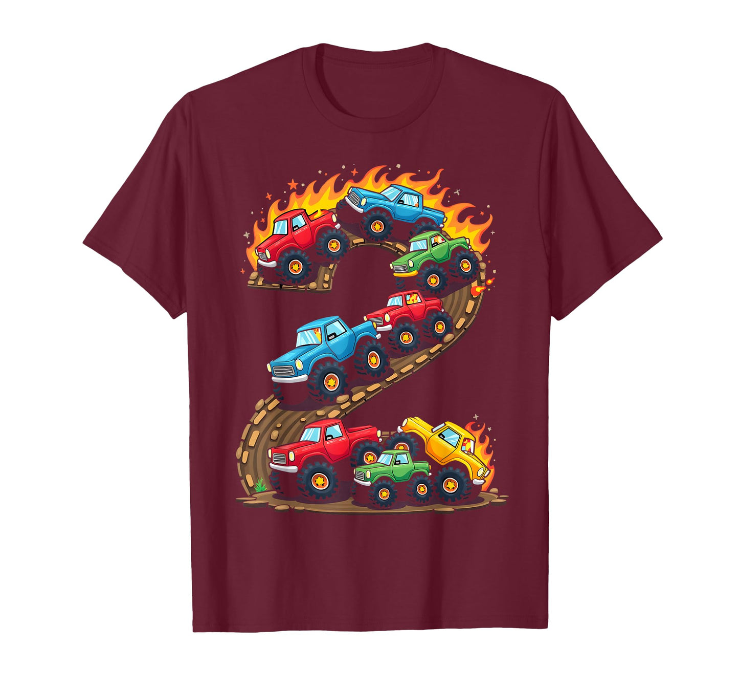 2 Year Old Monster Truck Boy Toddler 2nd Birthday Party T-Shirt