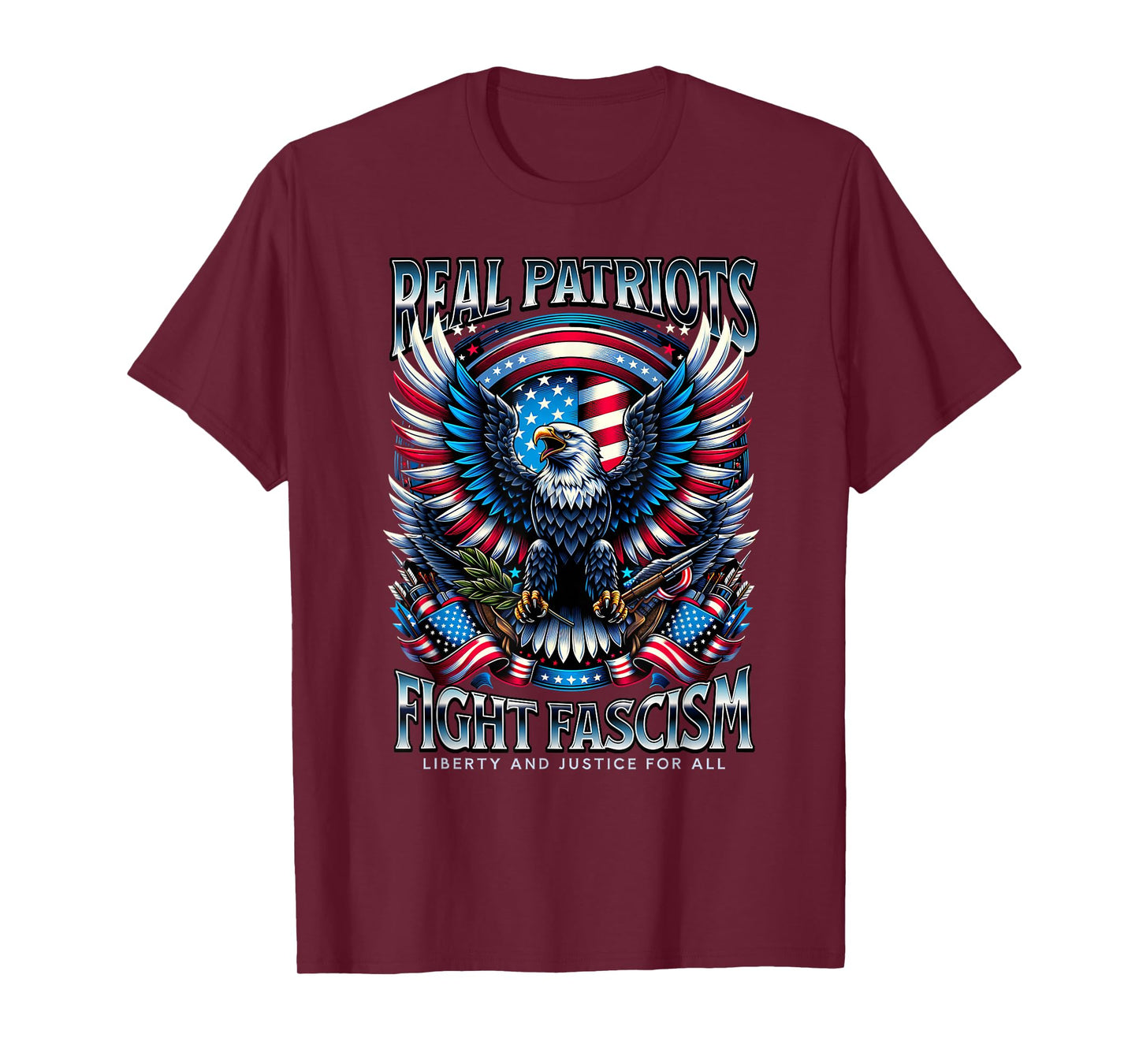 Real Patriots Fight Fascism Eagle USA T-Shirt
