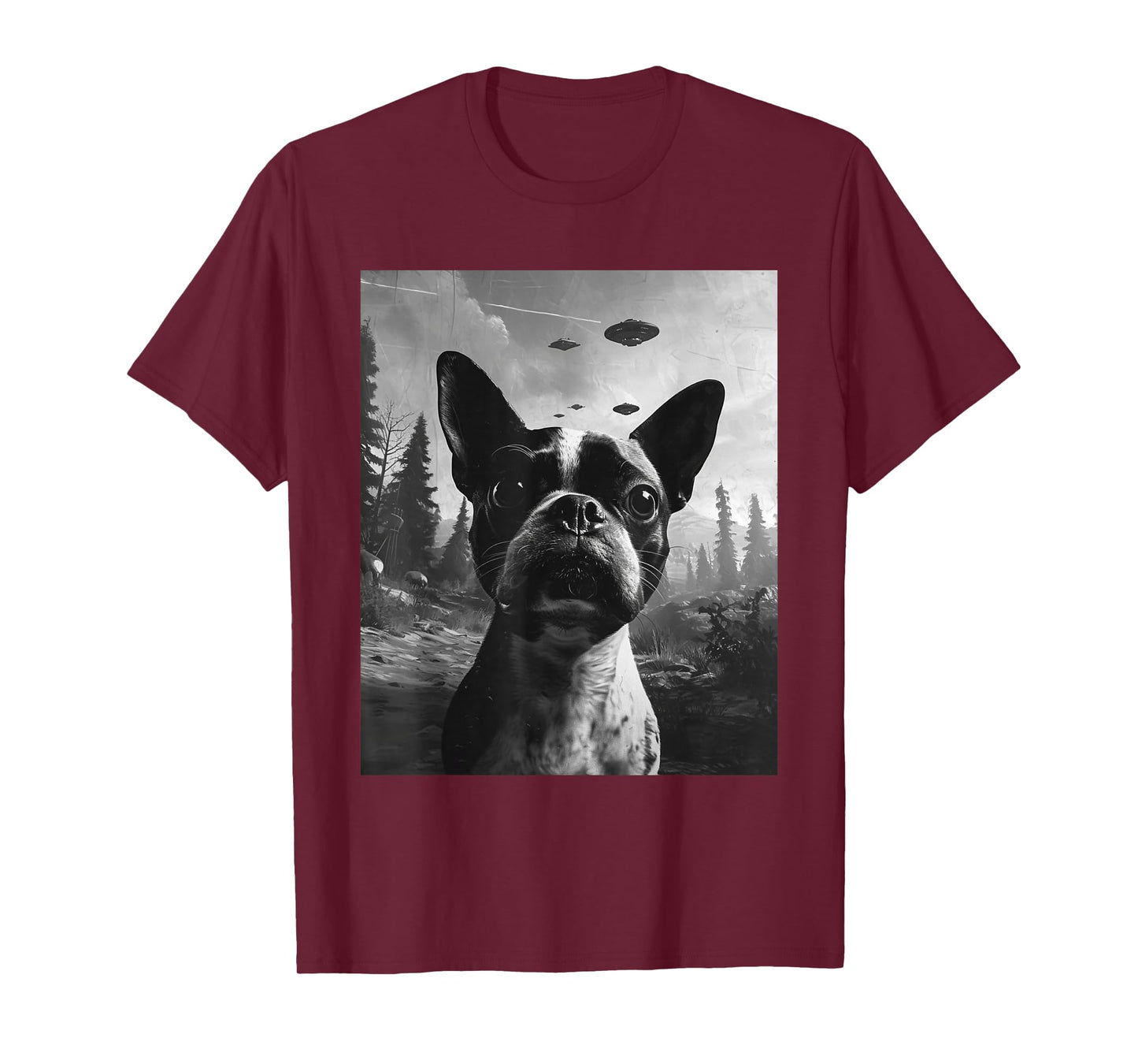 Dog Mom Dad - Funny Alien Selfie Boston Terrier UFO T-Shirt