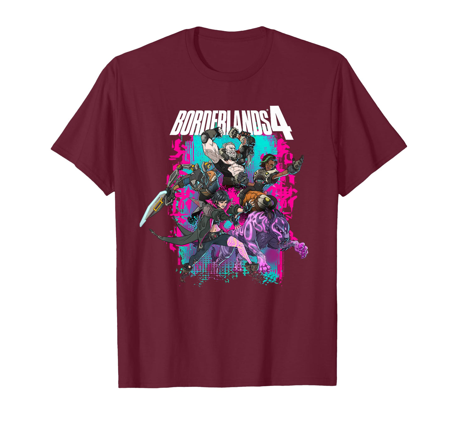 Borderlands 4 Colorful Heroes Collage Graffiti Video Game T-Shirt