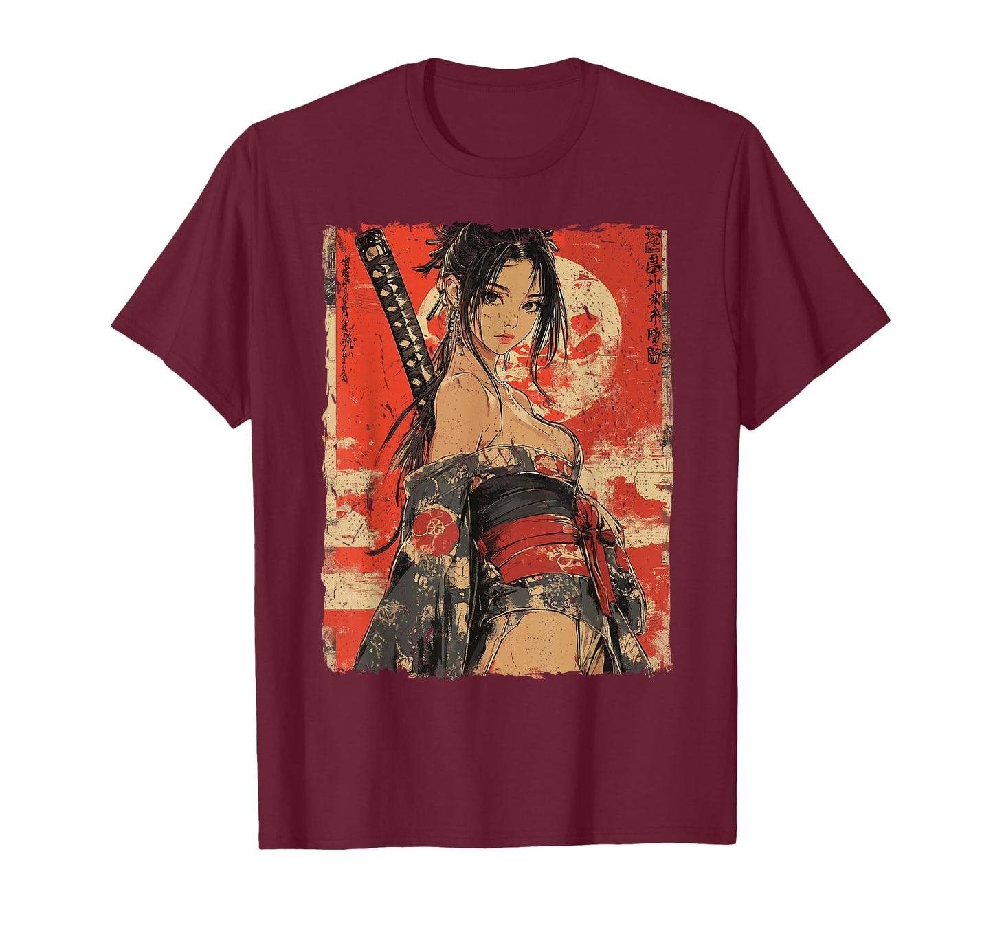 Samurai Warrior Waifu Girl Japanese Ukiyo-e Manga Samurai T-Shirt