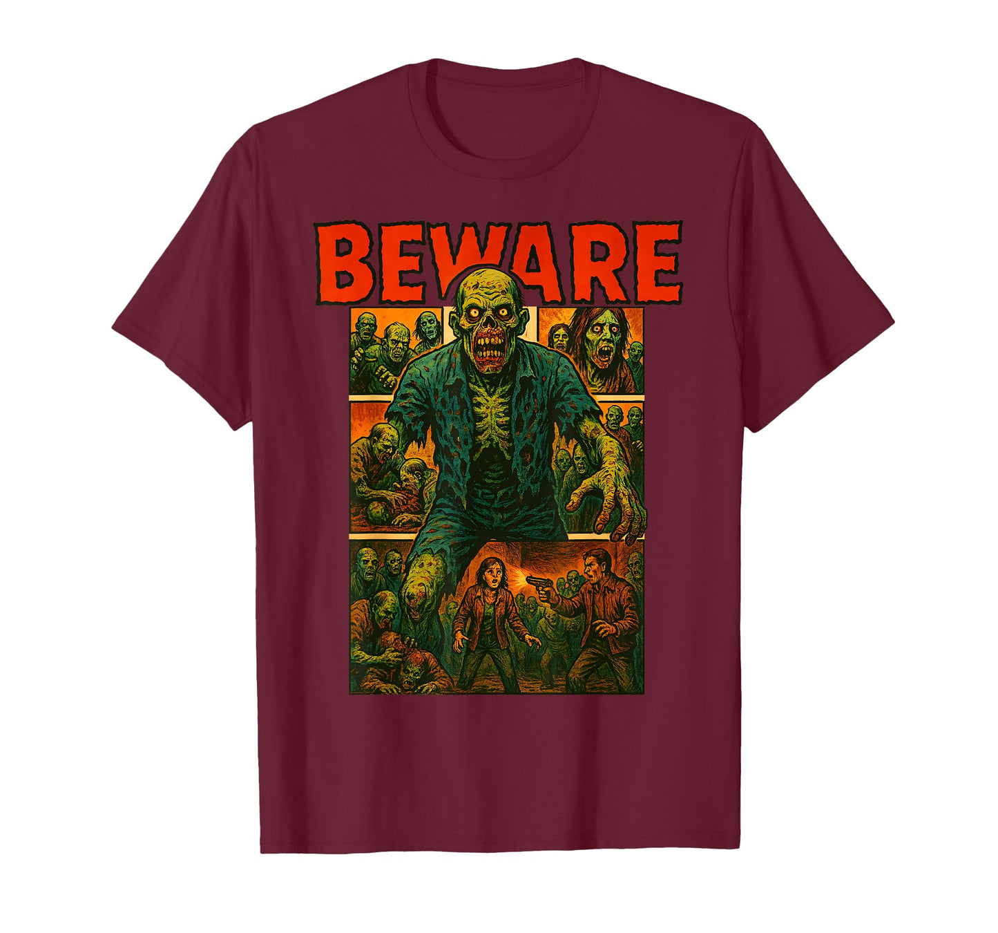Zombie Tee Horror Movie Poster Vintage Comic Book Graphic T-Shirt