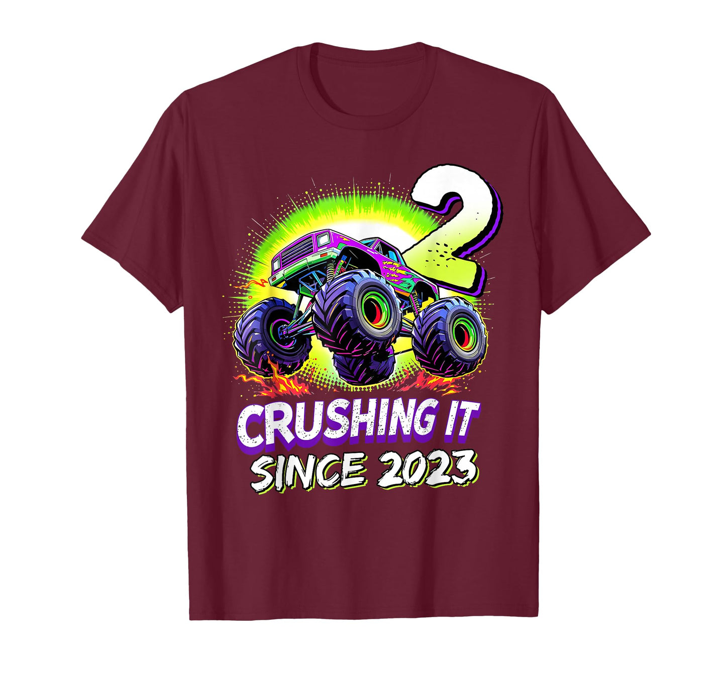 Crushing It Since 2023 2nd Birthday Monster Truck Bday Boy T-Shirt
