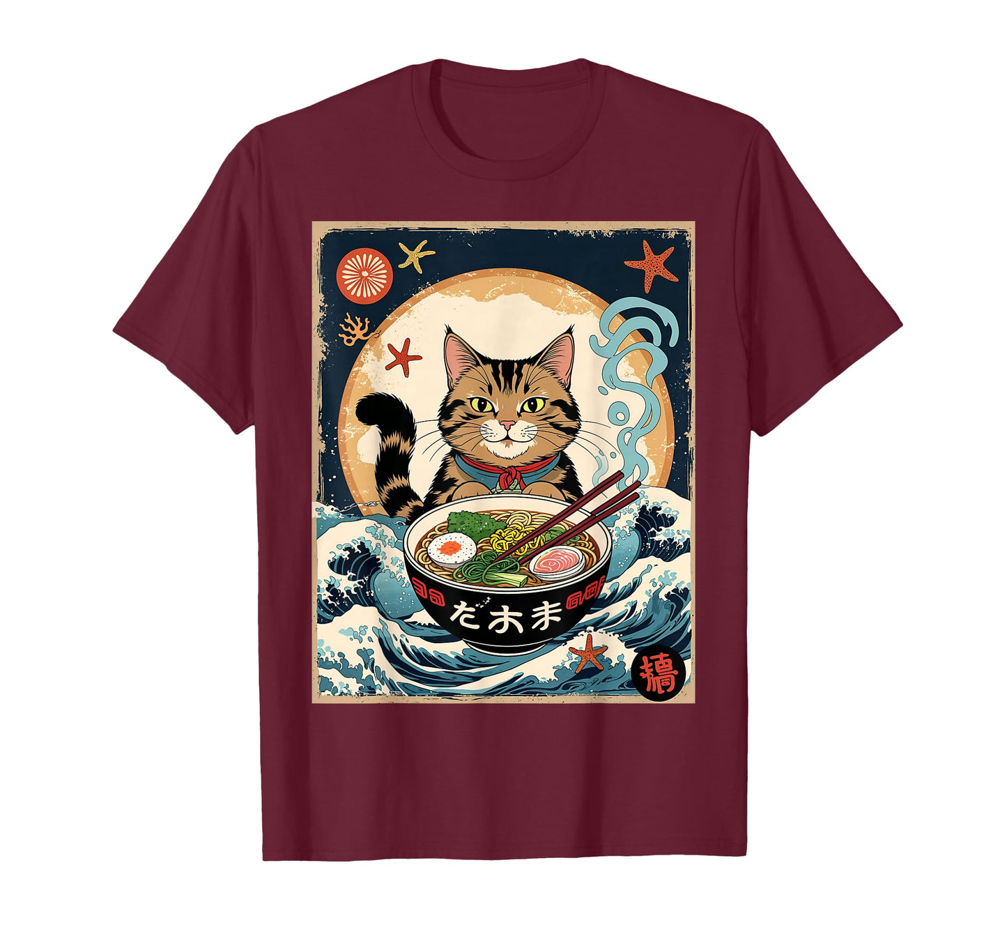 Cat Ramen Japanese Funny Graphic Tees Kawaii Cat Anime Gifts T-Shirt