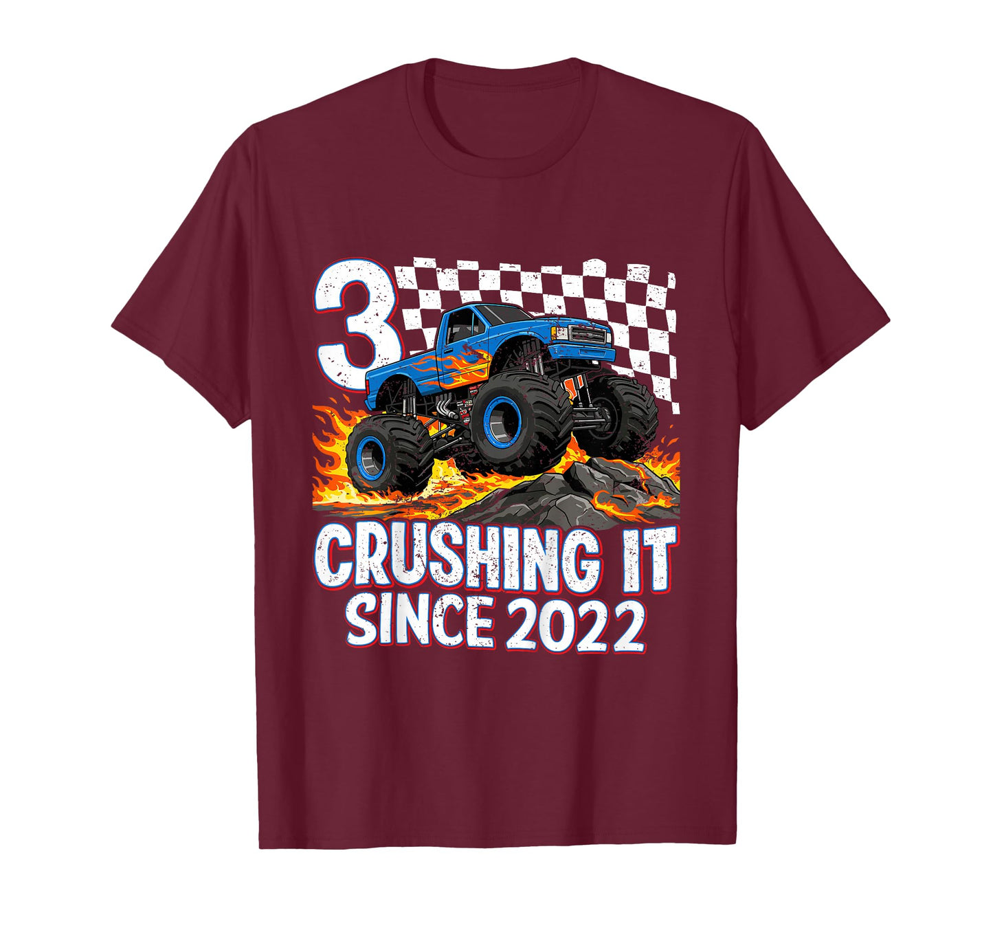 Kids 3rd Birthday Monster Truck 3 year Old Boys Party Born 2022 T-Shirt
