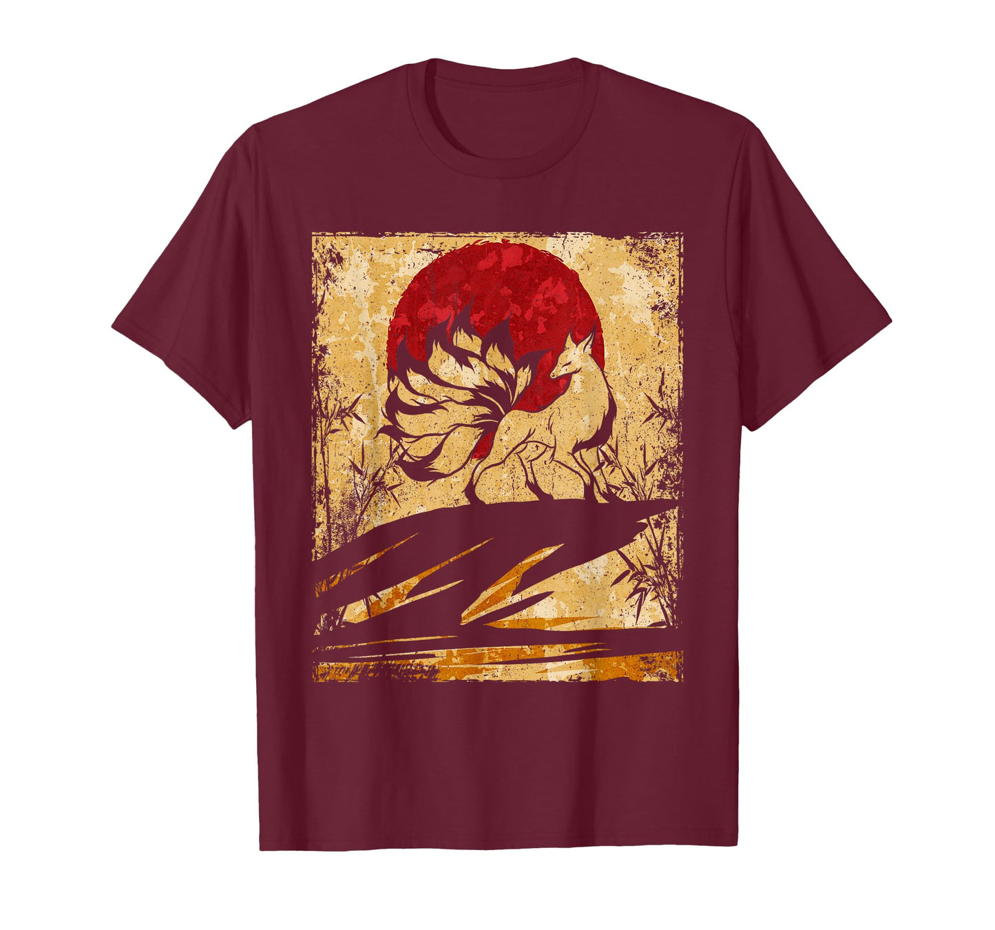 Nine Tailed Fox Japanese Art Retro T-Shirt
