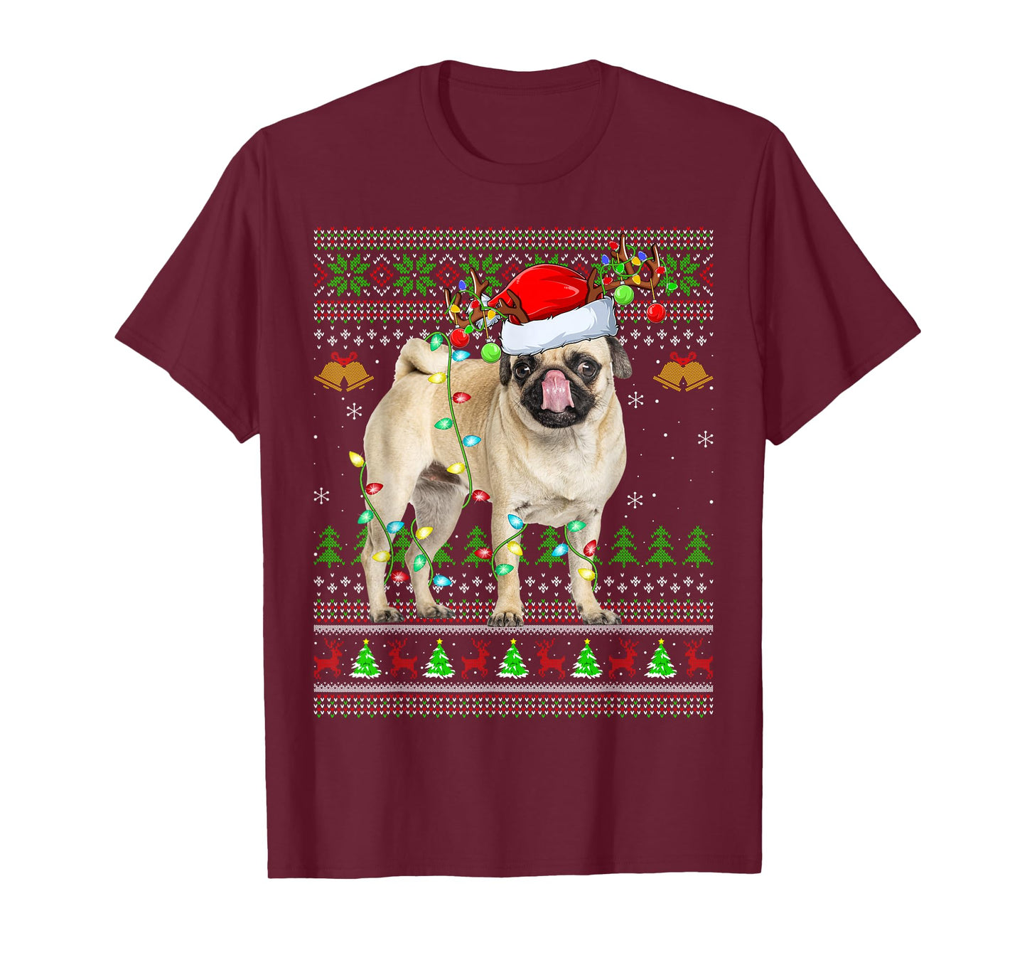 Pug Dogs Ugly Christmas Sweaters Holiday Santa Xmas T-Shirt