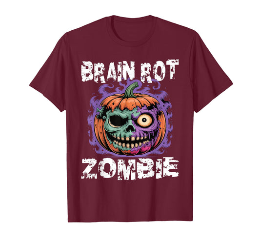Brain Rot Zombie Pumpkin Halloween Boys Teens Kids Graphic T-Shirt