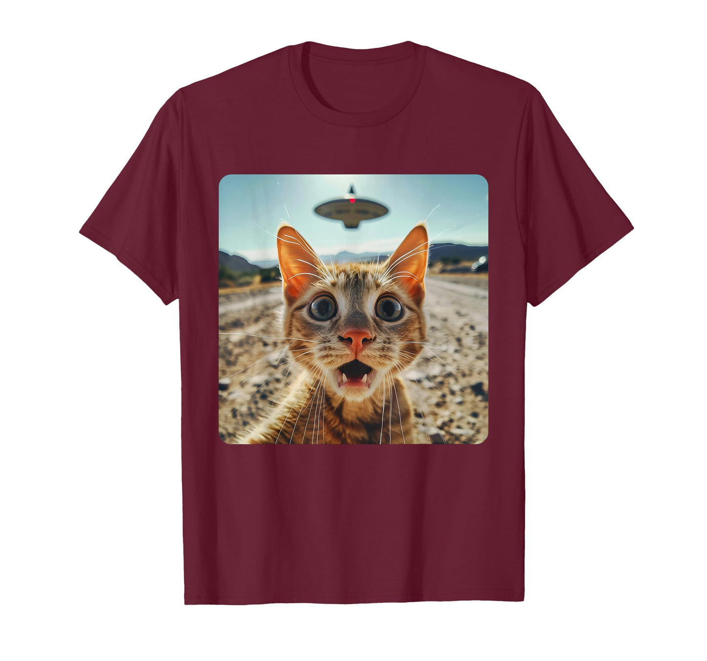 Extraterrestrial Encounter: Cat Selfie with Alien UFO T-Shirt