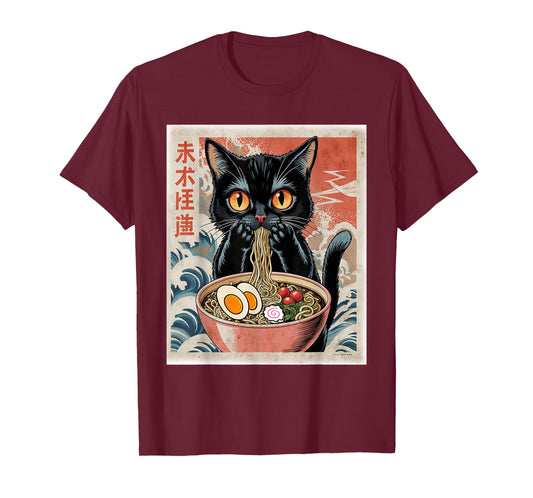 Funny Anime Cat Ramen Japanese Funny Graphic Tees Kawaii Ca T-Shirt