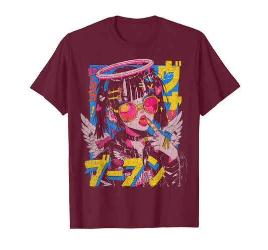 Japanese Streetwear Cyberpunk Angel Y2K Techwear Manga Anime T-Shirt