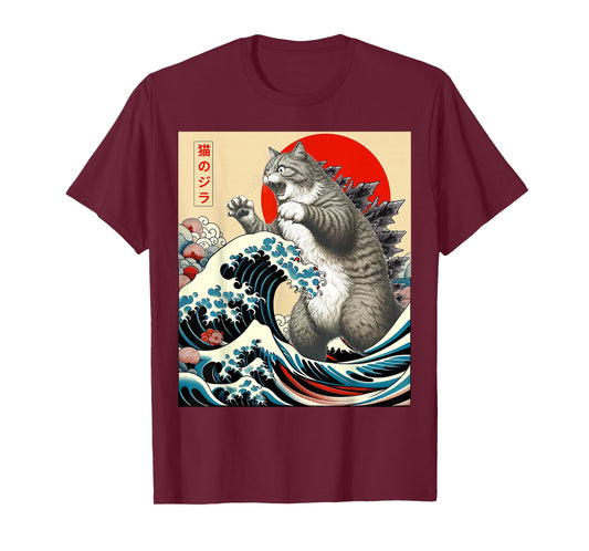 Catzilla Cat Japanese Art Funny Cat Gifts for Men Women Kid T-Shirt