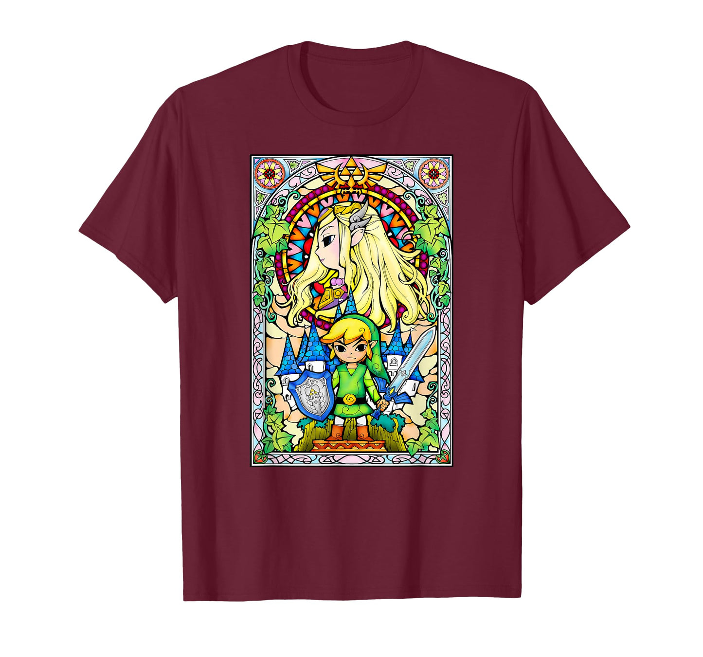 Legend Of Zelda Wind Waker Stained Glass Graphic T-Shirt T-Shirt
