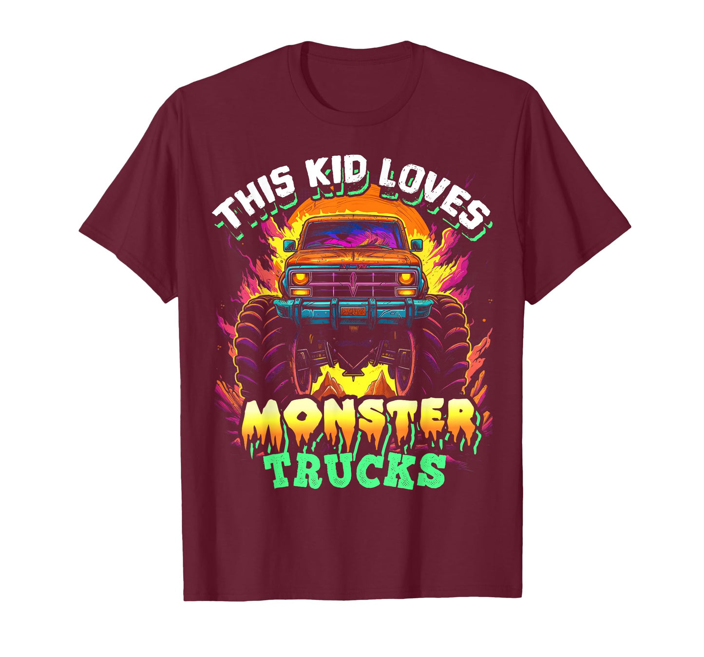 Monster Truck for Toddlers, Kids Monster Truck Vintage Retro T-Shirt