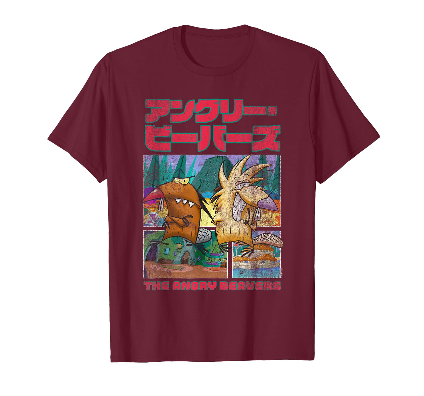 The Angry Beavers Retro Japanese Kanji Logo Cartoon T-Shirt