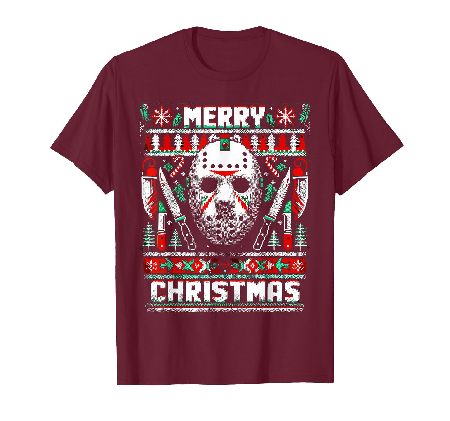 Merry Creepmas Festive Slasher Ugly Christmas T-Shirt