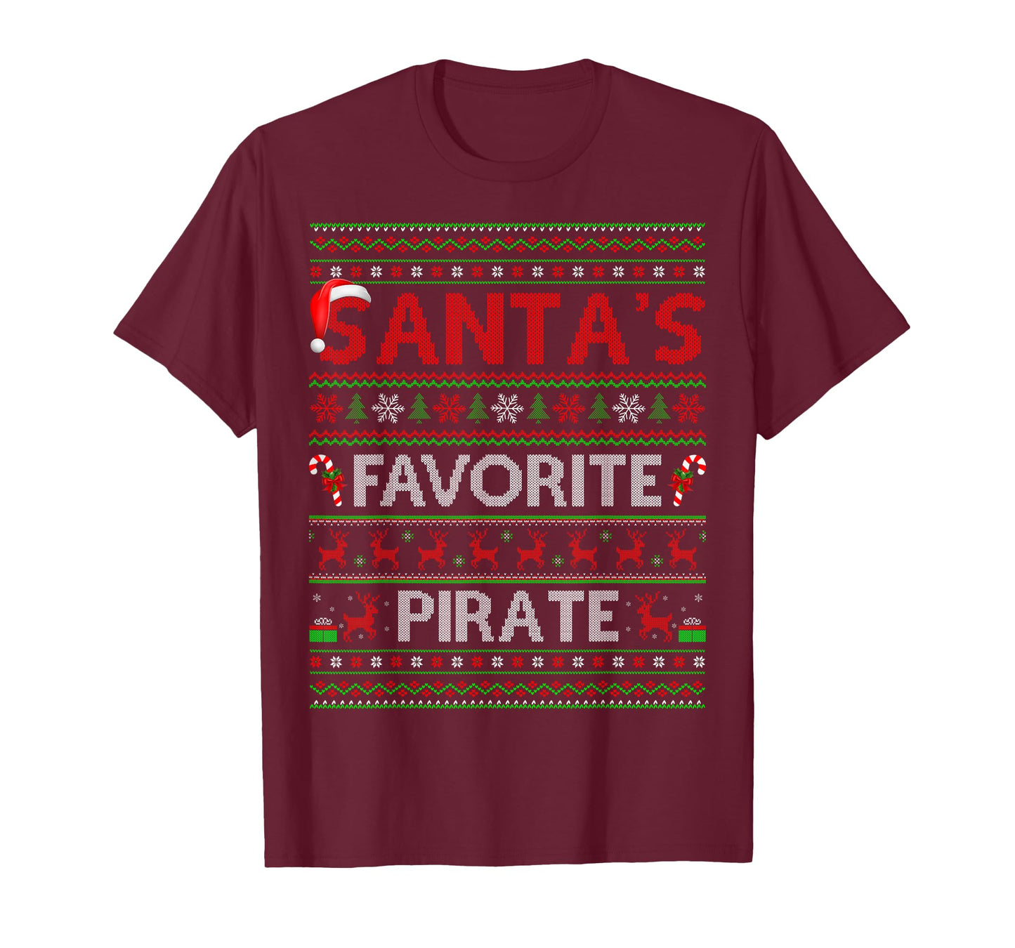 Santa Favorite Pirate Ugly Christmas Sweaters Funny Xmas T-Shirt