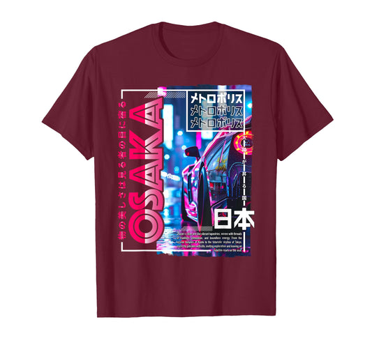 Osaka City 80s Synthwave Racing Car Japan Osaka T-Shirt