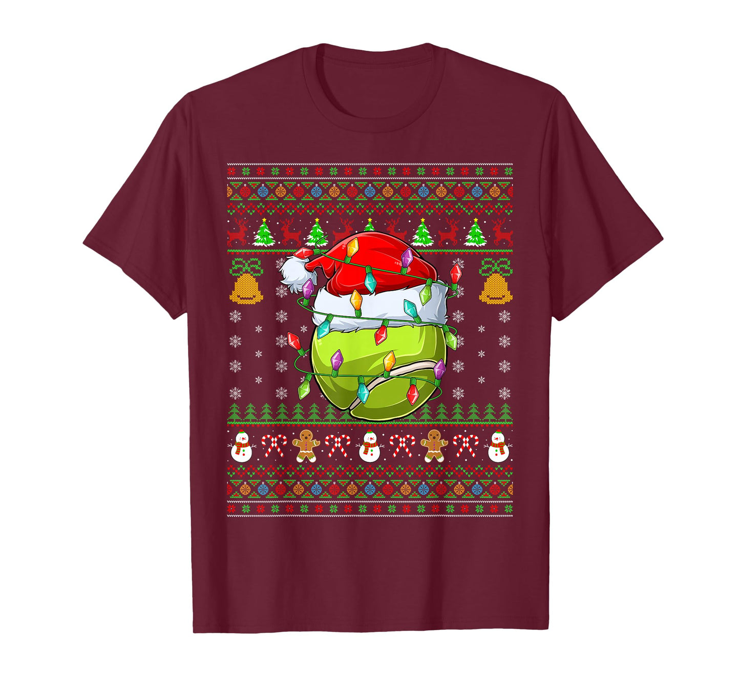 Tennis Ball Ugly Christmas Sweater Sports Player Funny Xmas T-Shirt
