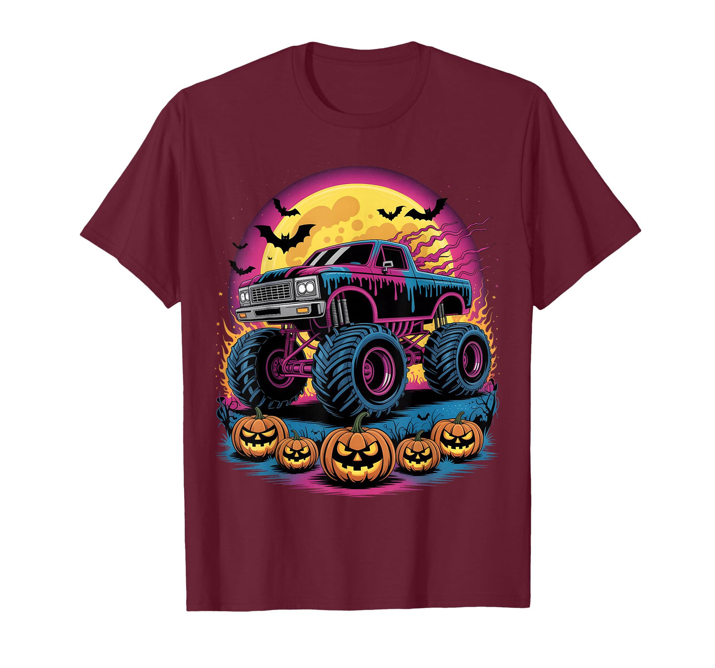 Spooky Monster Truck Drip Pumpkin Halloween Toddler Boy Kid T-Shirt