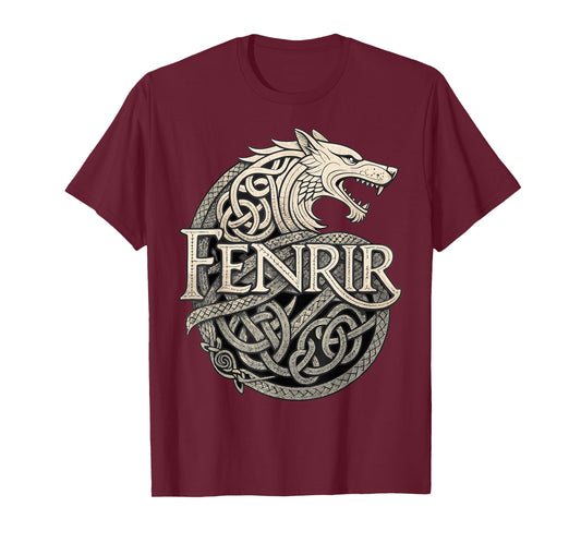 Fenrir Viking Wolf – Norse Knotwork Mythology T-Shirt