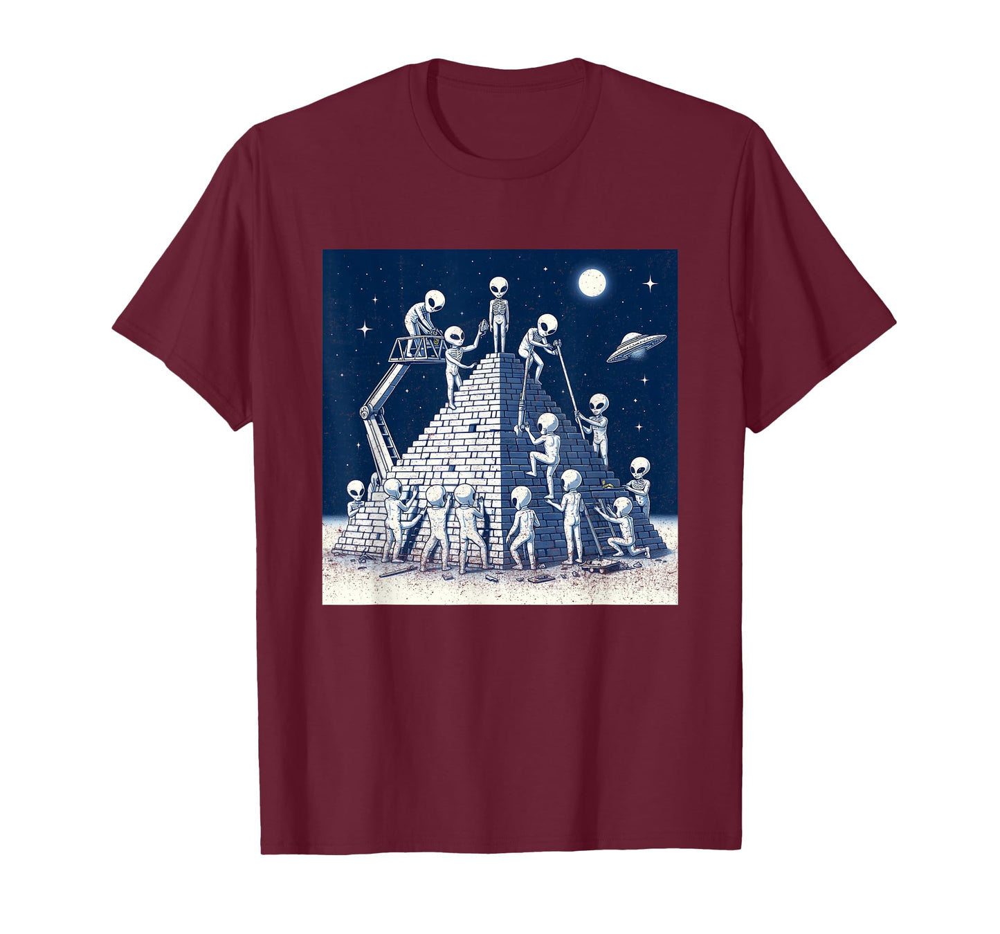 Aliens Building Pyramid T-Shirt