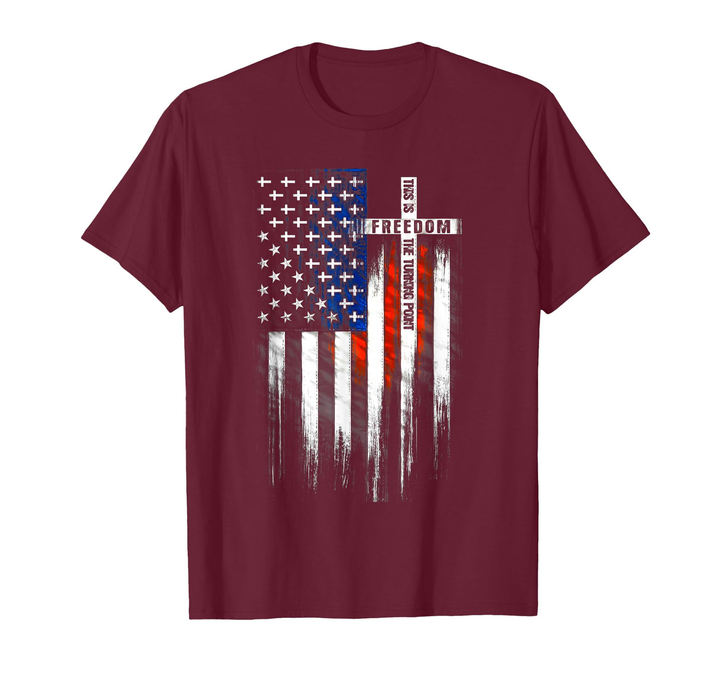 This is The Turning Point Faith Cross US Flag Patriotic Men T-Shirt