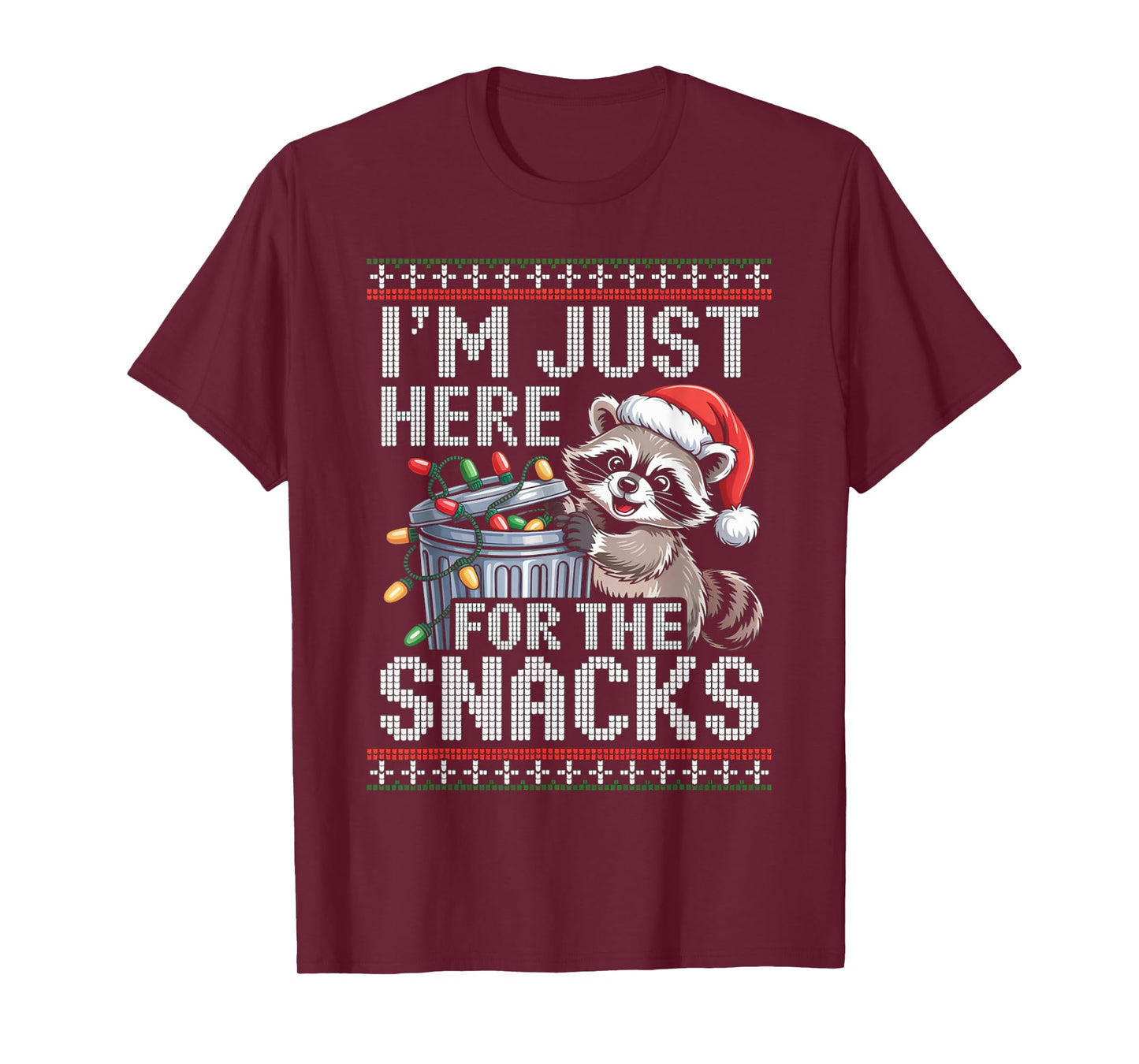 I’m Just Here for The Snacks Raccoon Christmas Ugly Sweater T-Shirt