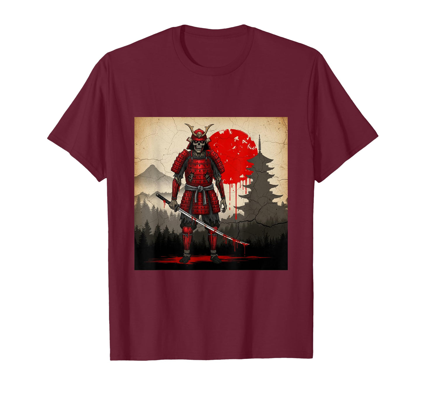 Immortal Samurai Skeleton Warrior Japanese Dark Fantasy T-Shirt