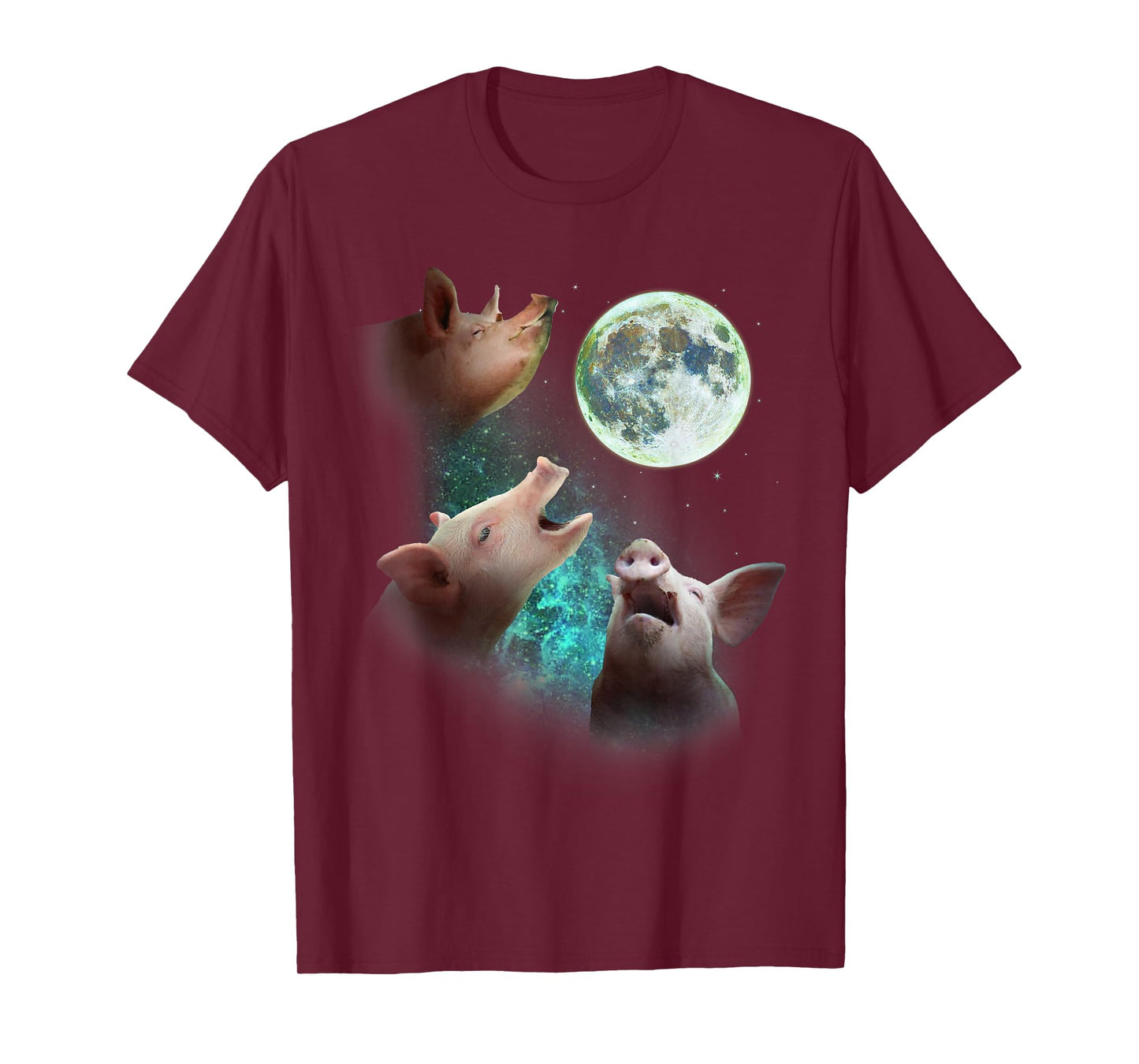 Three Farm Pigs Howl At Moon 3 Wolfs Wolves Funny Parody T-Shirt