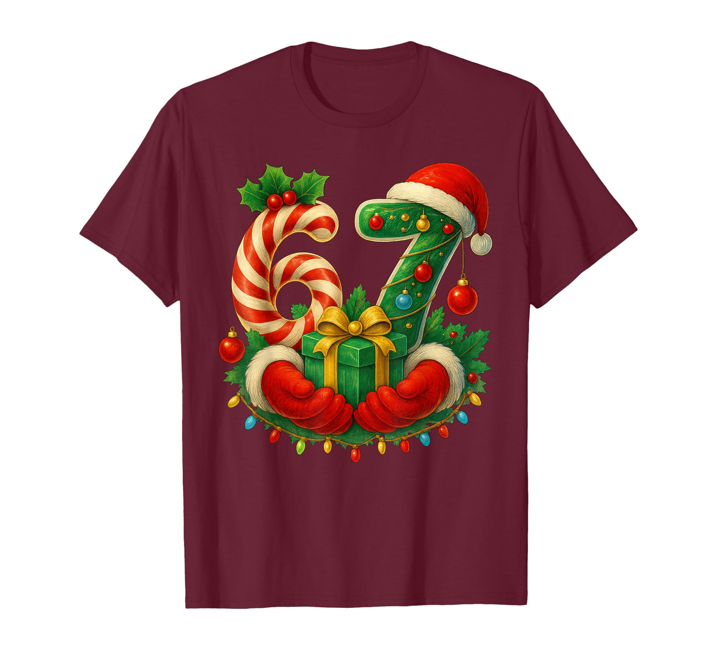Funny 6 7 Meme 67 Gen Alpha 6 7 Hands Family Kids Christmas T-Shirt