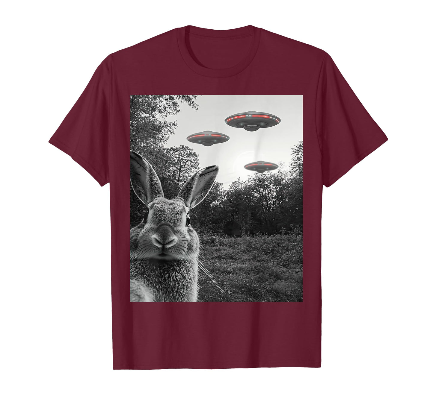 Rabbit Selfie With Alien UFO Men Women Boys Girls Kids T-Shirt