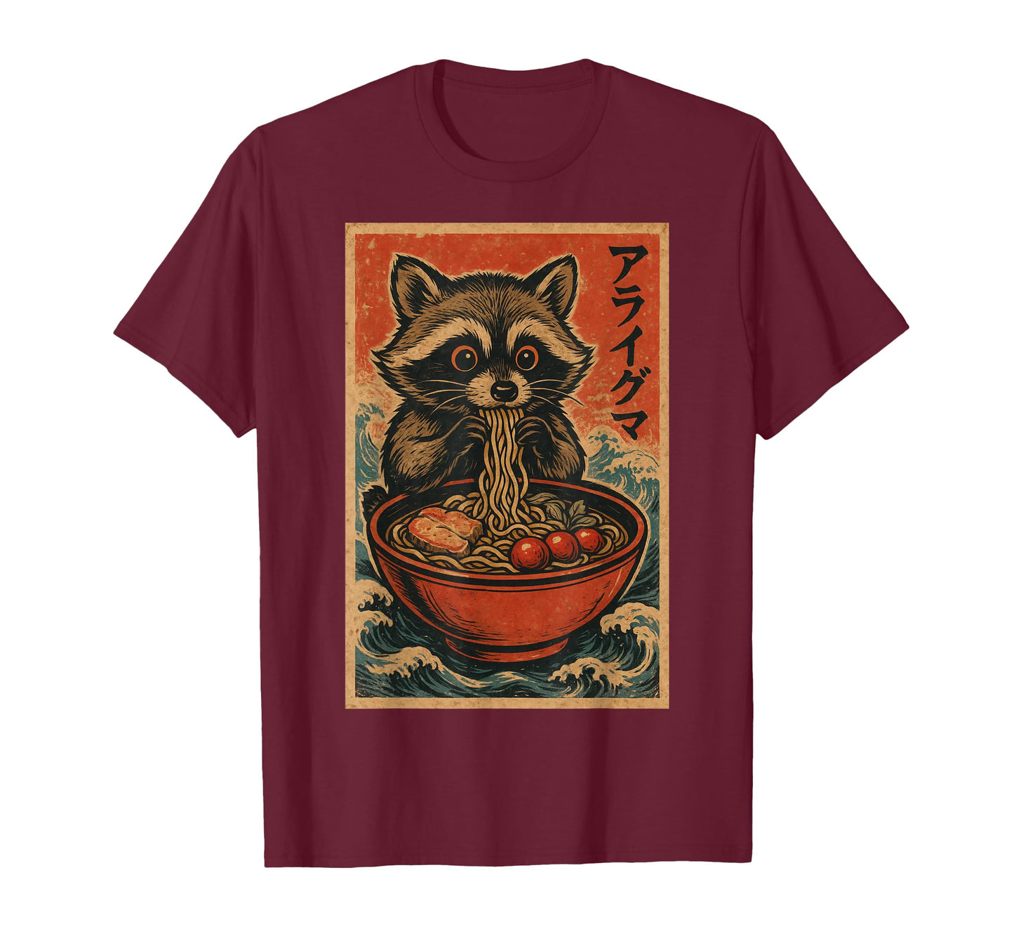 Raccoon Ramen Japanese Funny Graphic Tees Kawaii Raccoons T-Shirt