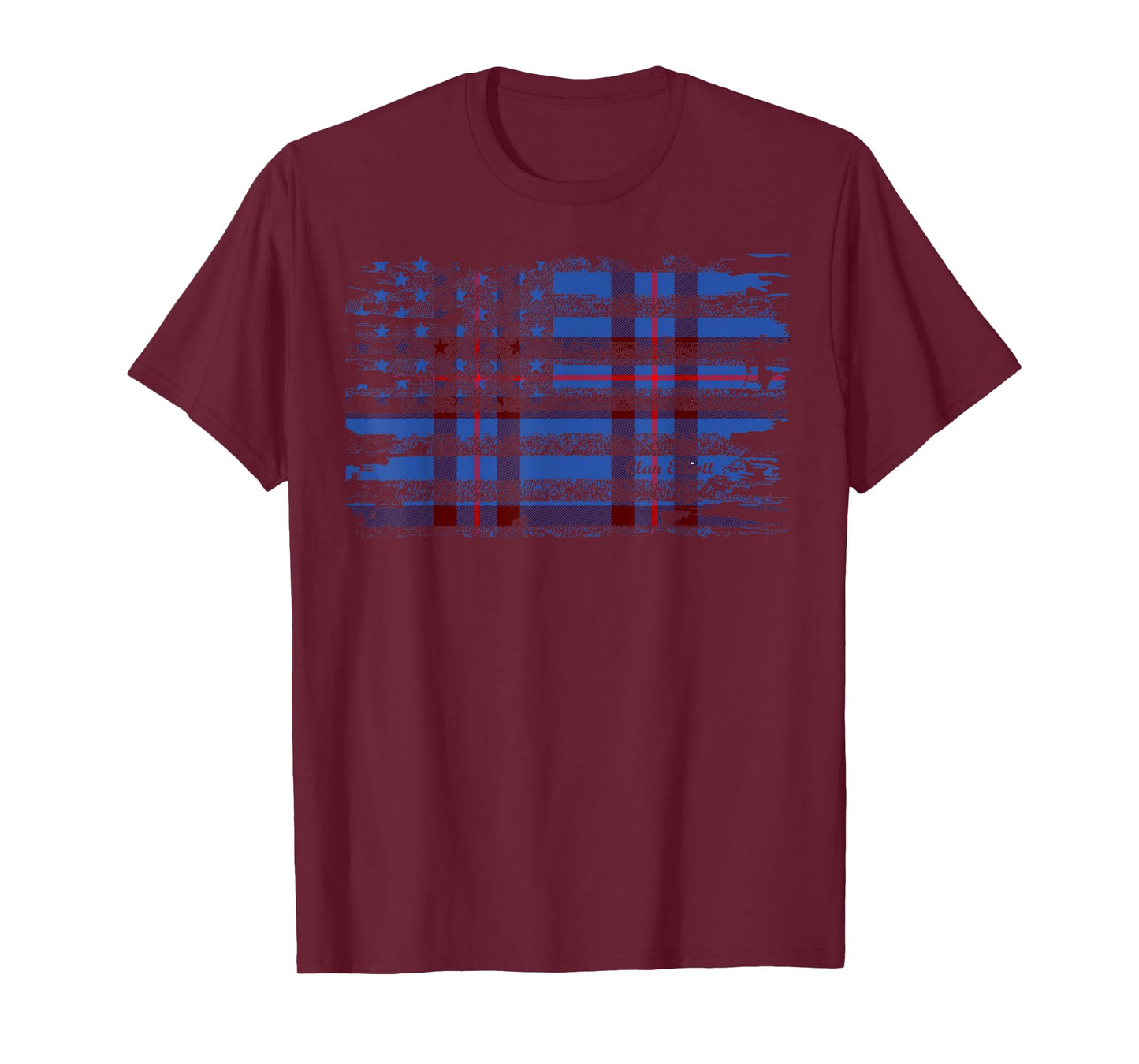 Clan Elliott American Flag Scottish Tartan T-Shirt