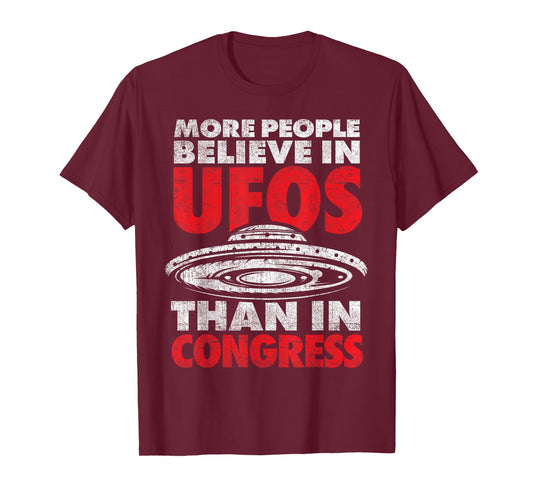 Funny More People Believe in UFOs Than in Congress UAP T-Shirt