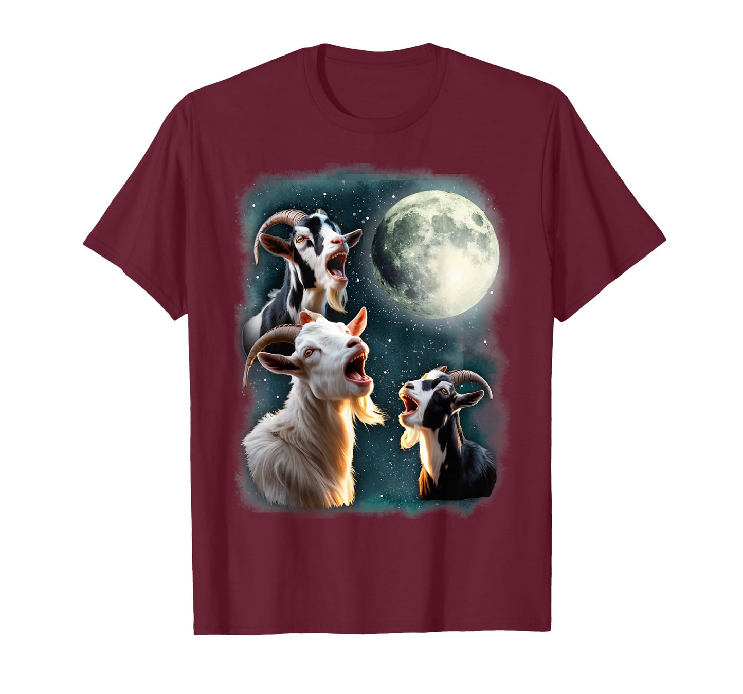 Three Goats Howl at Moon 3 Wolfs Wolves Weird Cursed Meme T-Shirt