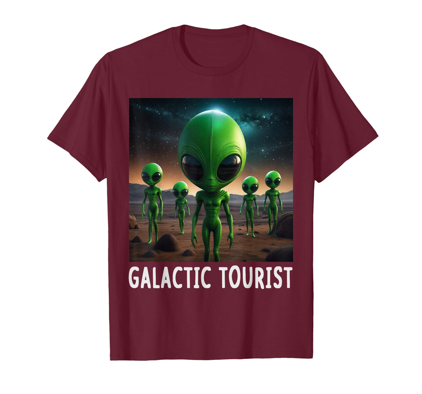 Funny Aliens Galactic Tourist Spaceship UFO Men Women Kids T-Shirt