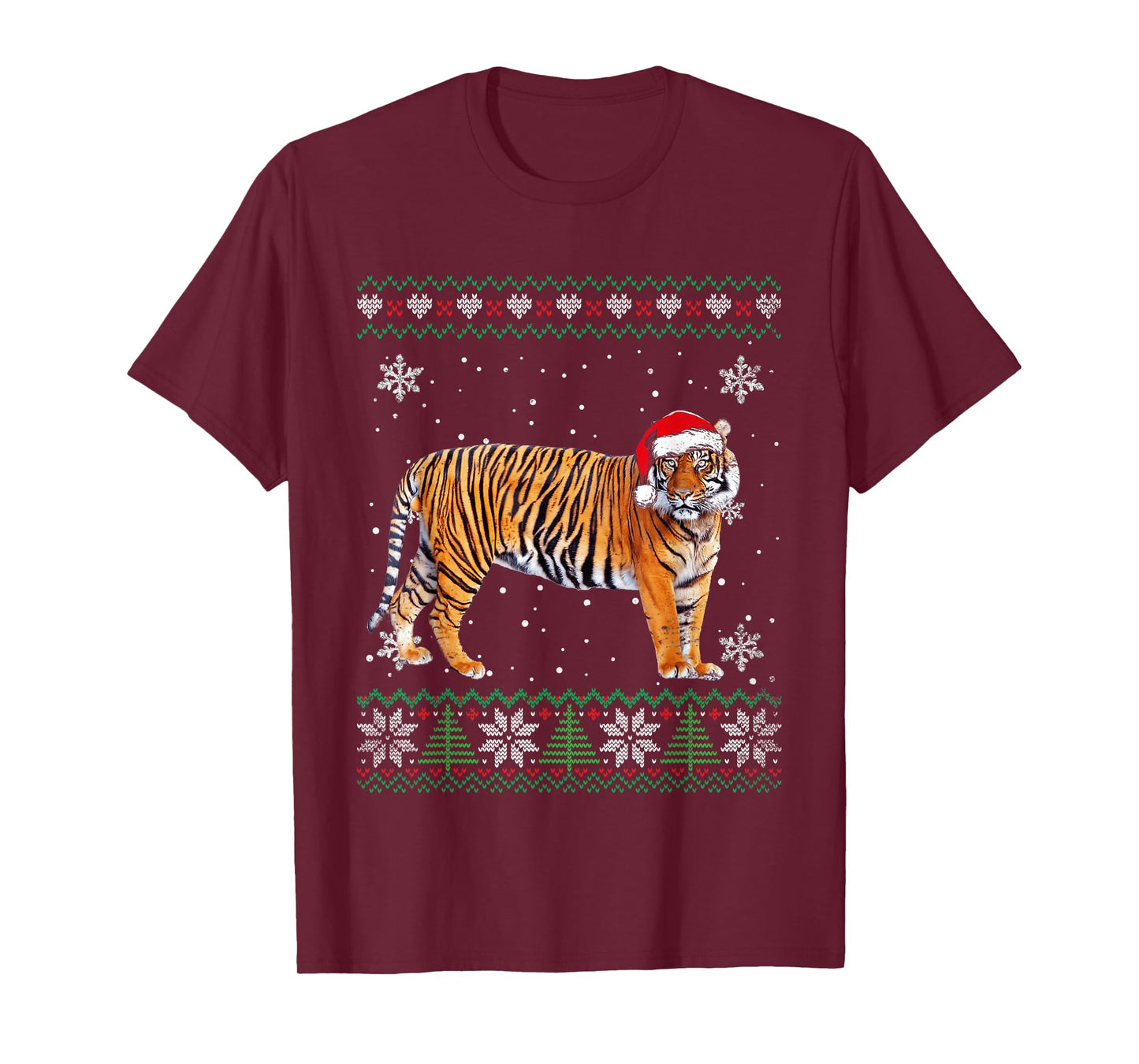 Santa Tiger Ugly Sweater Animals Christmas Pajama T-Shirt