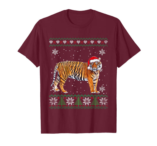 Santa Tiger Ugly Sweater Animals Christmas Pajama T-Shirt