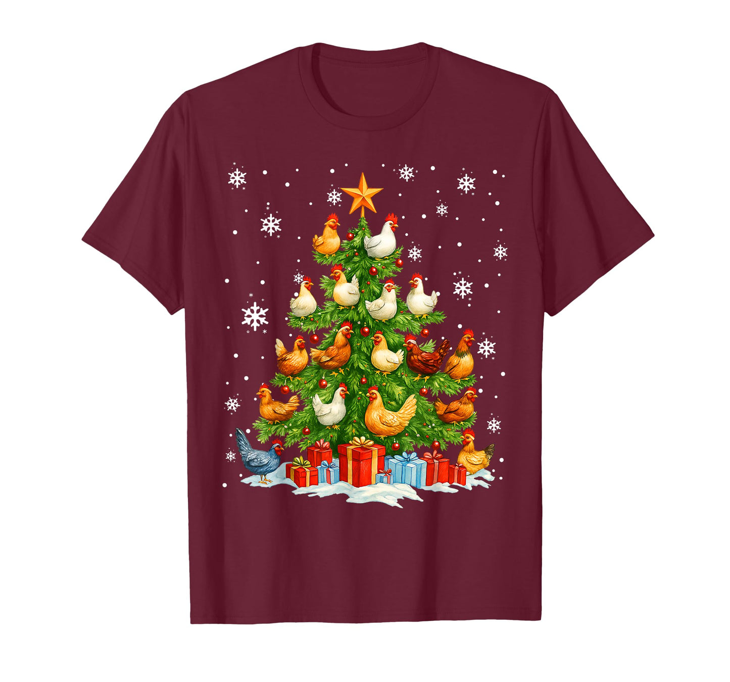 Merry Christmas Pajamas Chickens Christmas Tree Lights Kids T-Shirt