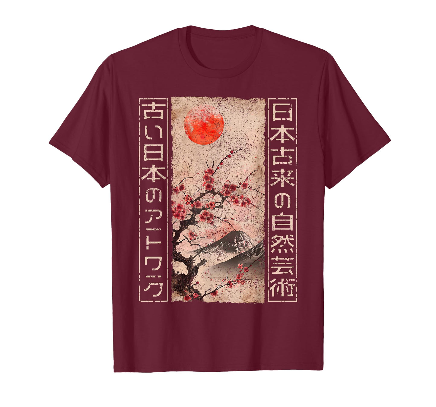 Traditional Japanese Cherry Blossom Woodblock Ukiyo-e Anime T-Shirt