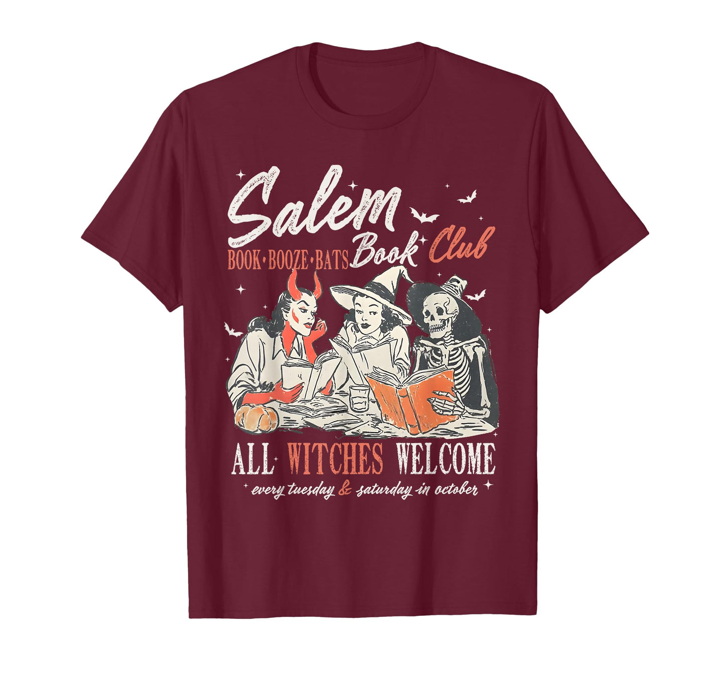 Vintage Salem Book Club Witchy Witch Spooky Season Halloween T-Shirt