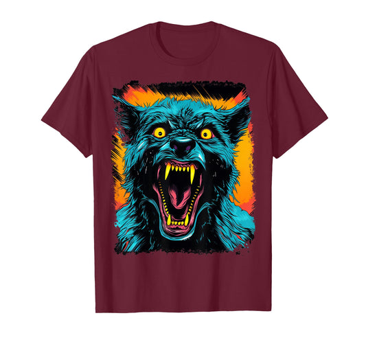 FrightNightFits Werewolf Halloween Graphic T-Shirt - Black, Unisex-Adults & Kids, Short Sleeve, Small