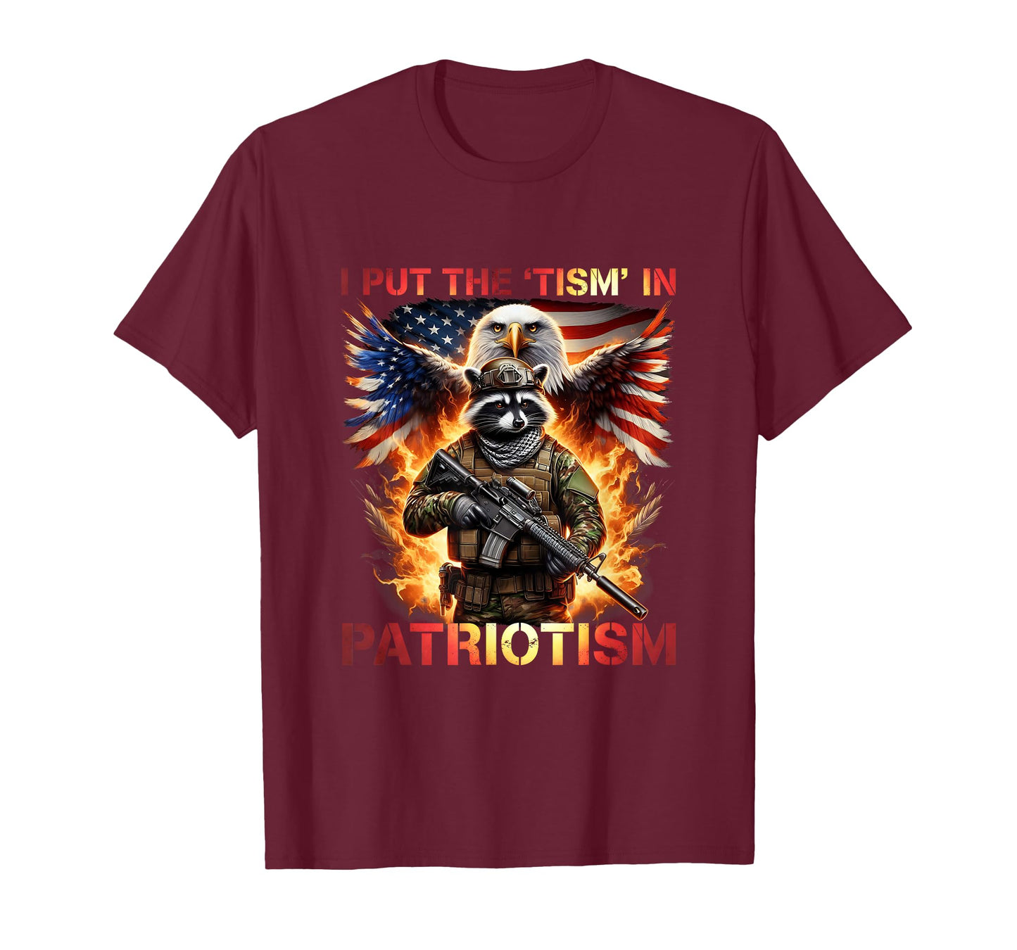 Raccoon USA Flag Put The “Tism” in Patriotism Retro Eagle T-Shirt