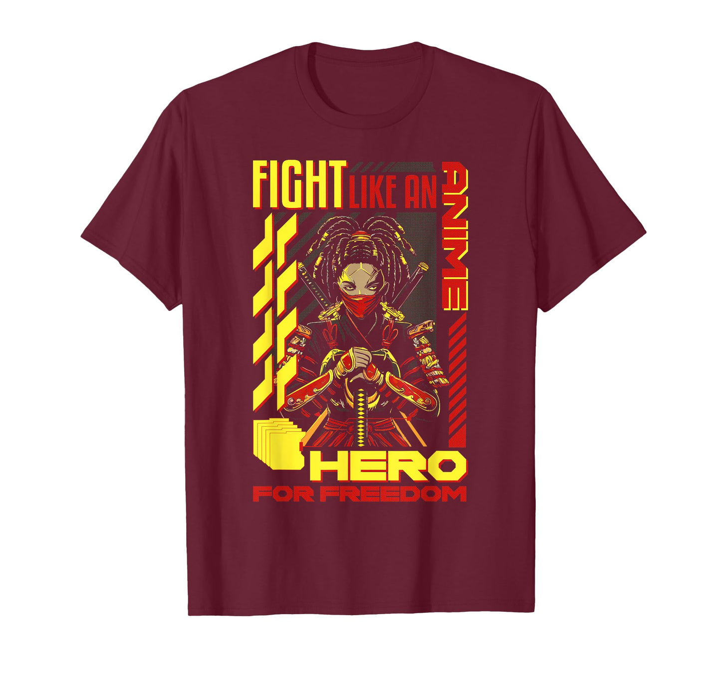 Fight Like An Anime Hero Freedom Black Anime Girl Juneteenth T-Shirt
