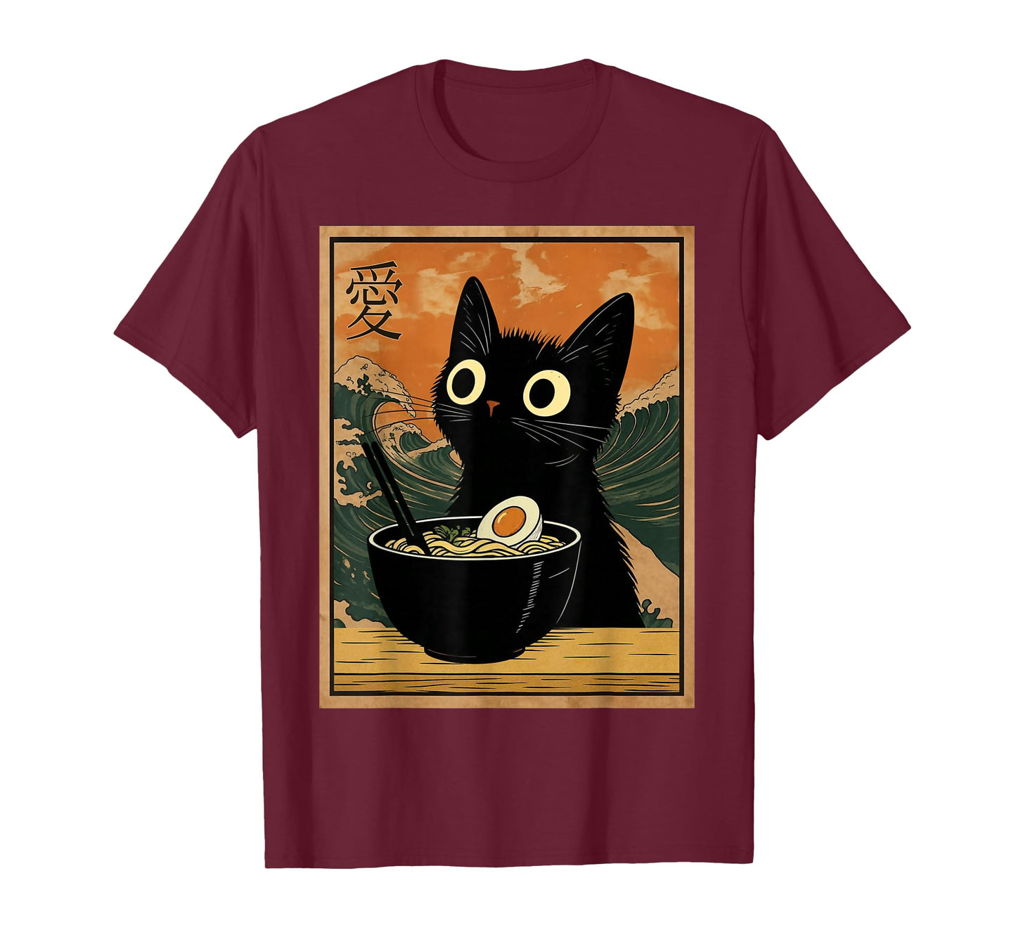 Kawaii Cat Eating Ramen Noodles Funny Anime Gift Girls Teens T-Shirt
