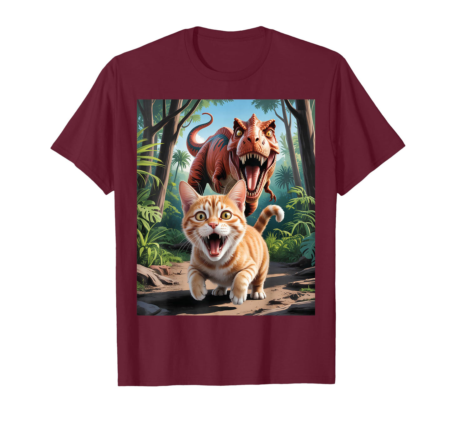 Funny Cat Selfie with Trex Dinosaur T-Shirt