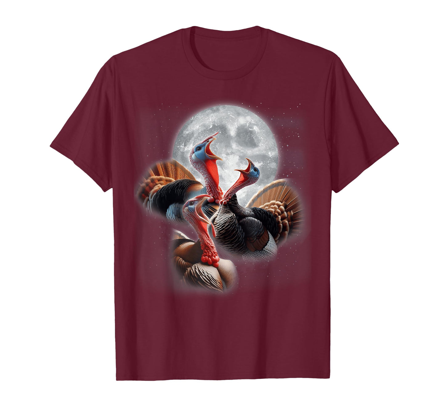 3 Turkeys Howling at The Moon Funny Turkey Hunting Lover T-Shirt