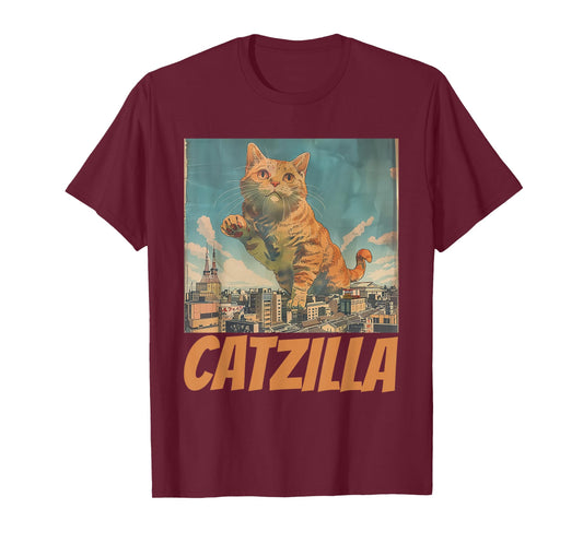 Funny Orange Cat Catzilla Japanese Art T-Shirt for Men Women