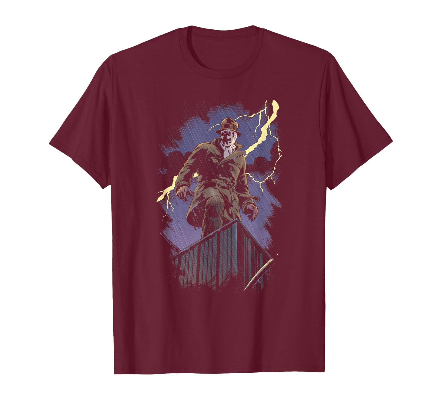 DC Comics Watchmen Rorschach Night Unisex-Adults Black Cotton Modern Cartoon T-Shirt